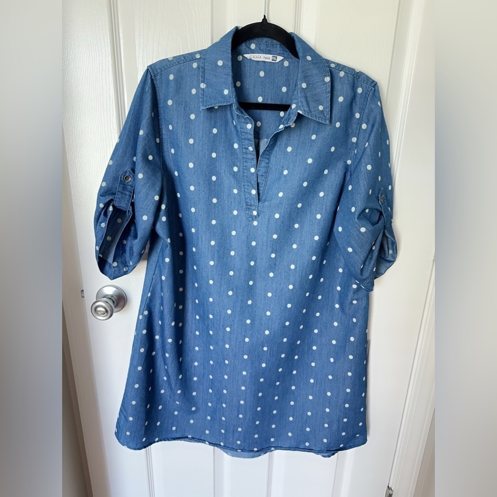 Blue Polka Dot Mini Dress - Picture 1 of 5